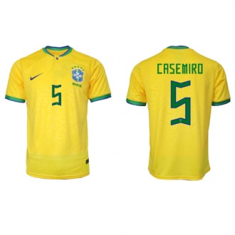 Brasilien Casemiro #5 Hemmatröja VM 2022 Korta ärmar